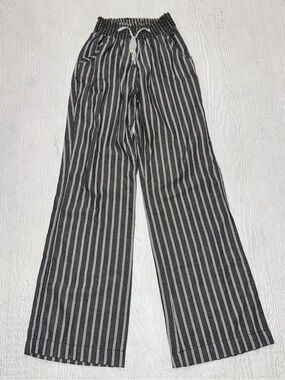 Ci Sono Striped Beach Pants Linen Blend Flowy Casual Lightweight Wide Leg Pants
